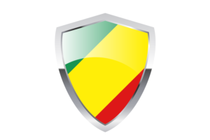 Congo Brazzaville Flag with Pointed Triangular Shield flag