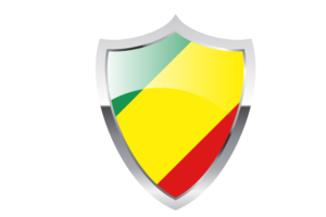 Congo Brazzaville Flag with Medieval Heater Shield flag