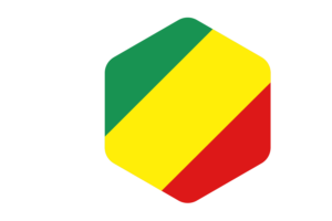 Congo Brazzaville Flag Rounded Hexagon Shape flag