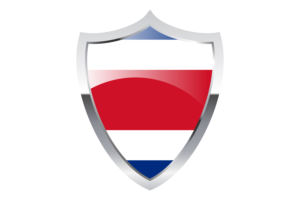 Costa Rica Flag with Medieval Heater Shield flag