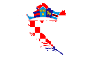 Croatia Map with Flag flag