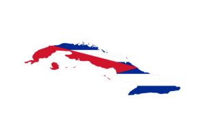 Cuban Map with Flag flag