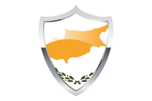 Cyprus Flag with Medieval Heater Shield flag