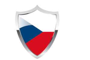 Czechia Flag with Medieval Heater Shield flag