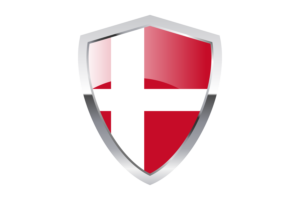 Denmark Flag with Pointed Triangular Shield flag