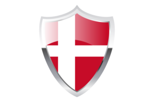 Denmark Flag with Medieval Heater Shield flag