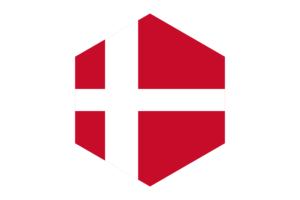Denmark Flag Hexagon Shape flag