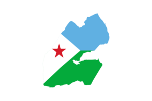 Djibouti Map with Flag flag