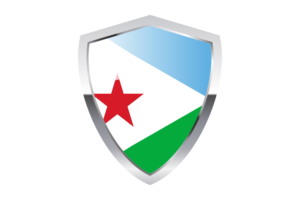 Djibouti Flag with Pointed Triangular Shield flag