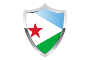 Djibouti Flag with Medieval Heater Shield flag