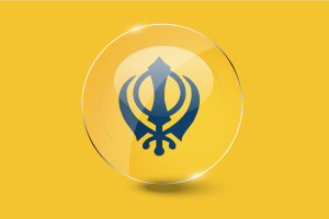 Nishan Sahib Flag Glossy Round Button flag