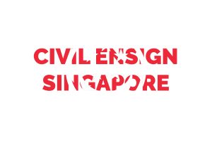 Civil Ensign of Singapore Text Art flag