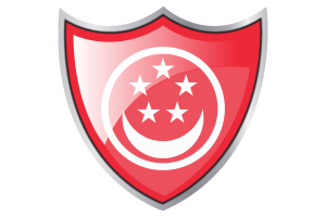 Shield with Flag of Civil Ensign of Singapore flag