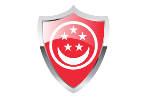 Civil Ensign of Singapore Flag with Medieval Heater Shield flag