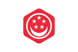 Civil Ensign of Singapore Flag Rounded Hexagon Shape flag