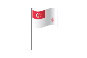 Waving Flag of Naval Ensign of Singapore (legal ratio) flag