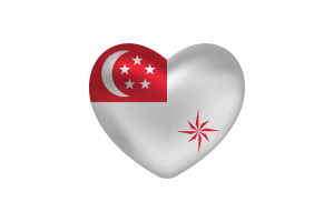 Love of Naval Ensign of Singapore (legal ratio) Heart Shape flag