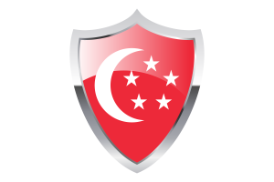 President of Singapore Flag with Medieval Heater Shield flag