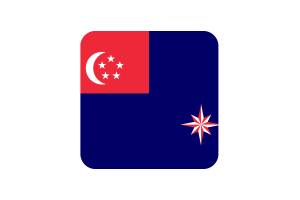 State Marine Ensign of Singapore Flag Square Rounded Shape flag
