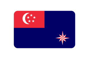 State Marine Ensign of Singapore Flag rounded Rectangle Vector Illustration flag