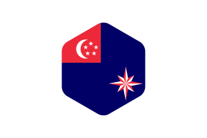 State Marine Ensign of Singapore Flag Rounded Hexagon Shape flag