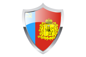 Vladimir Oblast Flag with Medieval Heater Shield flag