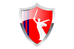 Volgograd Oblast Flag with Medieval Heater Shield flag