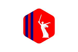 Volgograd Oblast Flag Rounded Hexagon Shape flag