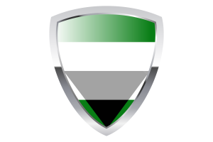 Bandera escudo aegorromántica flag