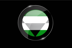 Botón redondo brillante de la bandera aegorromántica flag