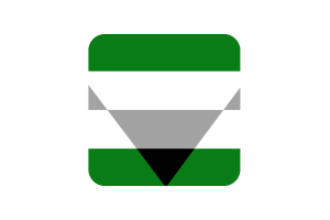 Forma cuadrada redondeada de la bandera aegorromántica flag