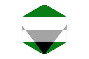 Forma de hexágono redondeado de la bandera aegorromántica flag