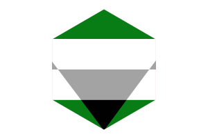 Forma de hexágono de la bandera aegorromántica flag