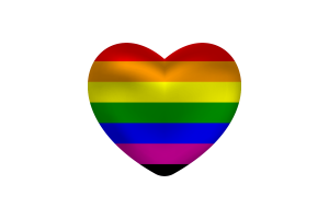 Amour de la bande noire forme de cœur flag