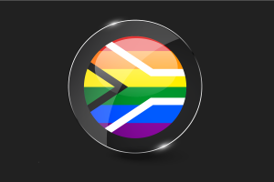 Bouton rond brillant du drapeau de la fierté gay d'Afrique du Sud flag