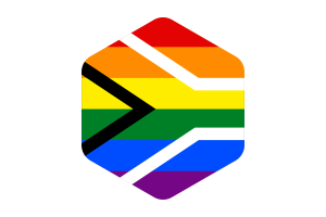 Drapeau de la fierté gay d'Afrique du Sud forme hexagonale arrondie flag