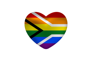 Amour de la fierté gay d'Afrique du Sud forme de cœur flag