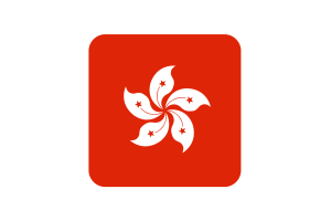Hong Kong Flag Square Rounded Shape flag
