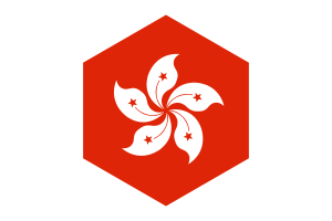Hong Kong Flag Hexagon Shape flag