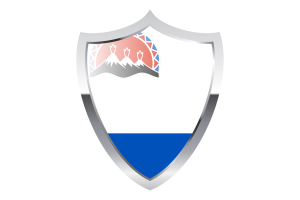 Kamchatka Krai Flag with Medieval Heater Shield flag