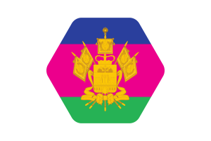 Krasnodar Krai Flag Illustration Hexagon Rounded Shape flag