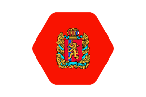 Krasnoyarsk Krai Flag Illustration Hexagon Rounded Shape flag