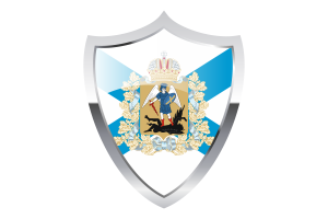 Bandiera di Arkhangelsk con scudo medievale flag