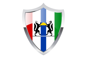 Novosibirsk Flag with Medieval Heater Shield flag