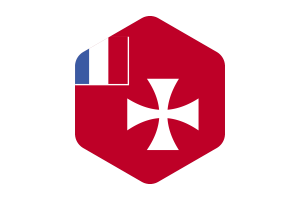 Wallis and Futuna Flag Rounded Hexagon Shape flag