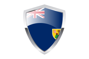 Turks and Caicos Islands Flag with Pointed Triangular Shield flag