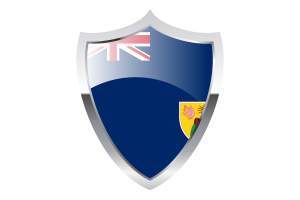 Turks and Caicos Islands Flag with Medieval Heater Shield flag