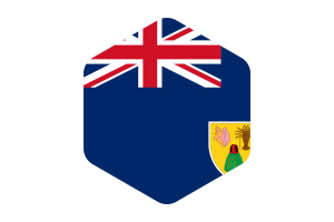Turks and Caicos Islands Flag Rounded Hexagon Shape flag
