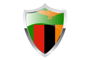 Zambia Flag with Medieval Heater Shield flag