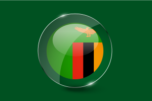 Zambia Glossy Round Button flag